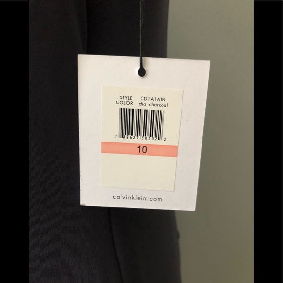 NWT Calvin Klein Charcoal Gray Rushed Sleeveless Dress - Beautiful - Size 10 - Picture 5 of 5